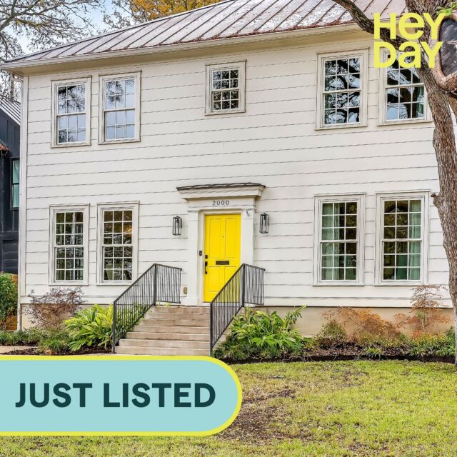 JUST LISTED! 📍Tarrytown
2000 Exposition
4 BD | 3 BA | 2,820 SQFT
Listed by @meredithalderson.heyday 

Welcome to “The House with the Yellow Door” in Tarrytown, a custom 2014 home nestled under Live Oak trees. The home features a traditional design with an open-concept living area centered around a marble-topped kitchen island. French doors flood the space with natural light and open to a covered patio. The first floor includes a butler’s pantry, formal dining room, and flexible space suitable for an office or fifth bedroom. Upstairs hosts four bedrooms, including a primary suite with a luxurious bathroom featuring a soaking tub and steam shower. Walking distance to schools, WAYA, library, shops, and restaurants.